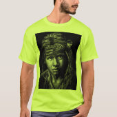 先住民アメリカ人の男の子の顔が大きい Tシャツ (正面)