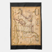 先住民アメリカ人入植地1600年代ニューイングランドの地図 キッチンタオル (縦)