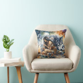 先住民アメリカ人女性がオオカミで料理を作る クッション (椅子)