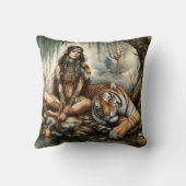 先住民アメリカ人女性がタイガー・アット・リバーに座る クッション (裏面)