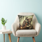 先住民アメリカ人女性が虎と水辺に座る クッション (椅子)