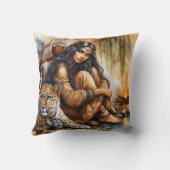 先住民アメリカ人女性とタイガー・バイ・ファイアー クッション (裏面)