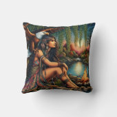 先住民アメリカ人女性イーグルバイリバーアットデュスク クッション (裏面)