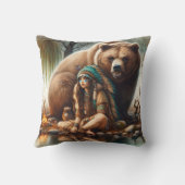 先住民アメリカ人女性ベアバイベアイン自然 クッション (裏面)