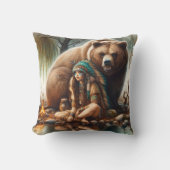 先住民アメリカ人女性ベアバイベアイン自然 クッション (正面)