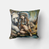 先住民アメリカ人女性ベアーバイファイアー クッション (裏面)