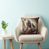 先住民アメリカ人女性レイヴンで川辺に座る クッション (椅子)