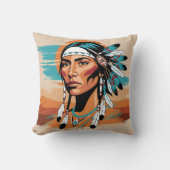 先住民アメリカ人女性 クッション (正面)