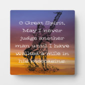 先住民アメリカ人"彼の母親の中で1マイル歩く" フォトプラーク (正面)