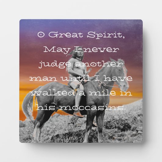 先住民アメリカ人"彼の母親の中で1マイル歩く" フォトプラーク (正面)