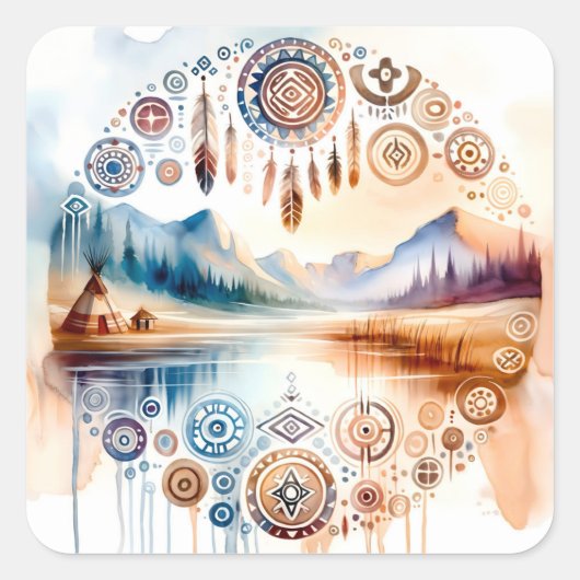 先住民アメリカ伝統月 スクエアシール (正面)