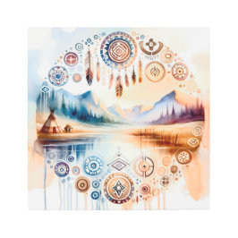 先住民アメリカ伝統月 メタルプリント