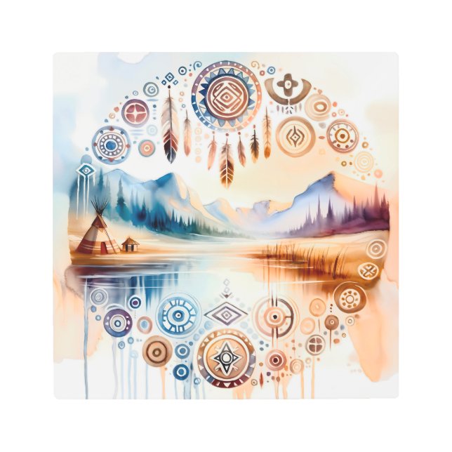 先住民アメリカ伝統月 メタルプリント (正面)