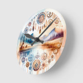 先住民アメリカ伝統月 ラウンド壁時計 (傾斜)