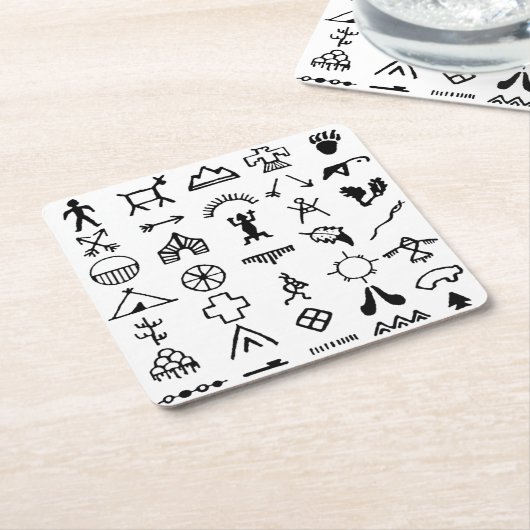 先住民アメリカ写真記号 スクエアペーパーコースター (アングル)