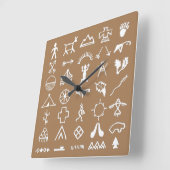 先住民アメリカ写真記号 スクエア壁時計 (傾斜)