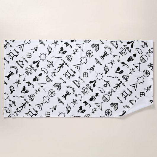 先住民アメリカ写真記号 ビーチタオル (正面)