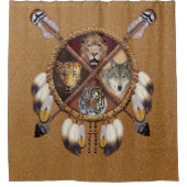 先住民アメリカ動物 シャワーカーテン (正面)