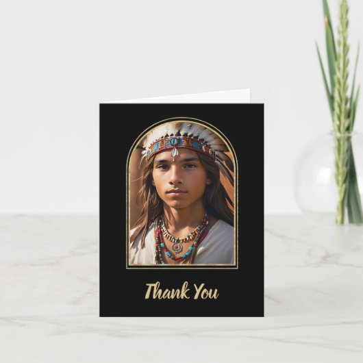 先住民アメリカ卒業式の折り畳みサンキューカード サンキューカード (正面)
