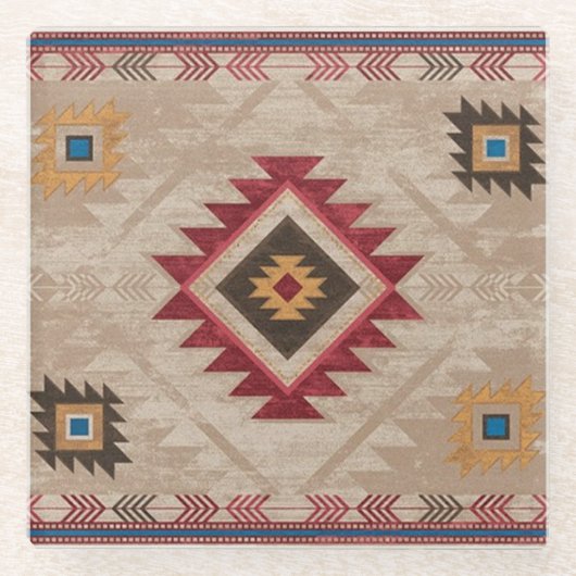 先住民アメリカ南西部の部族 ガラスコースター (正面)