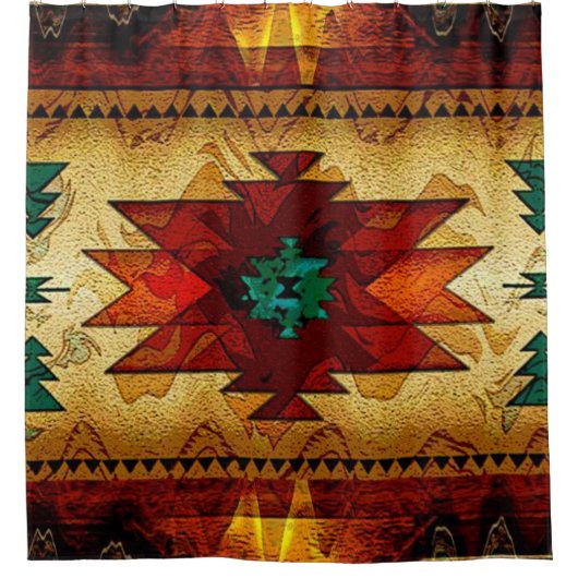先住民アメリカ南西部の部族 シャワーカーテン (正面)