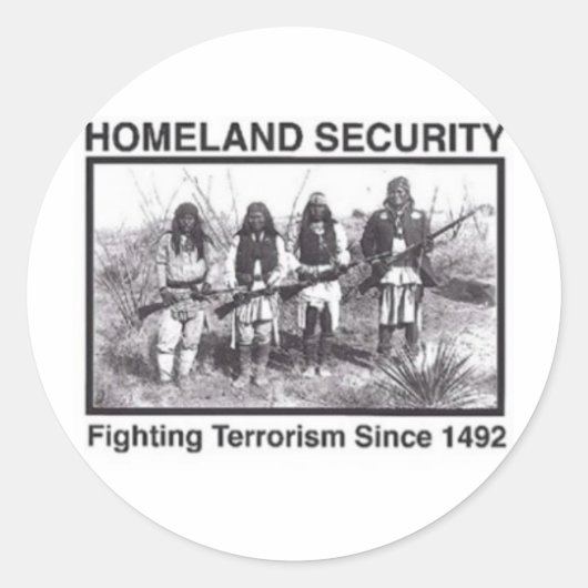 先住民アメリカ国土安全保障省Tシャツ ラウンドシール (正面)