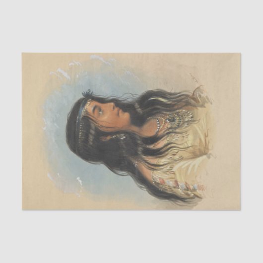 先住民アメリカ女性の水絵画色の部族 薄葉紙 (正面)