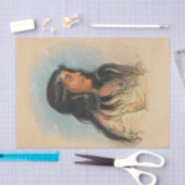 先住民アメリカ女性の水絵画色の部族 薄葉紙 (クラフト)