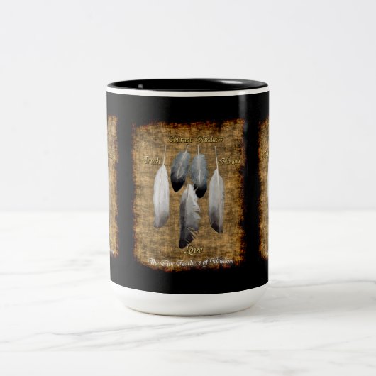 先住民アメリカ平和羽デザイナーマグ ツートーンマグカップ (中央)