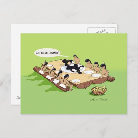 先住民アメリカ感謝祭グリーティングカード シーズンポストカード (正面/裏面)