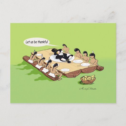 先住民アメリカ感謝祭グリーティングカード シーズンポストカード (正面)