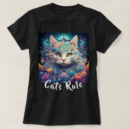 先住民アメリカ数々のの神秘的な色の猫の支配 Tシャツ