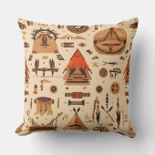 先住民アメリカ民族芸術部族パターンヴィンテージ クッション (正面)