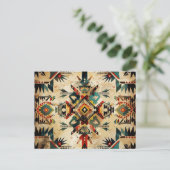 先住民アメリカ民族芸術部族パターンヴィンテージ ポストカード (スタンド正面)