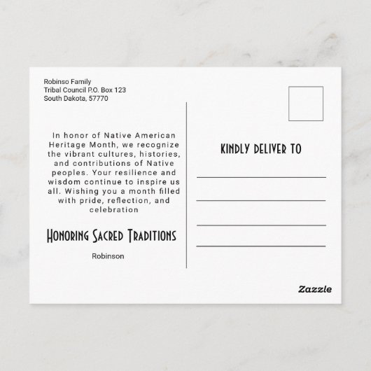 先住民アメリカ民族芸術部族パターンヴィンテージ ポストカード (裏面)