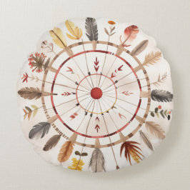 先住民アメリカ民族芸術部族パターンヴィンテージ ラウンドクッション