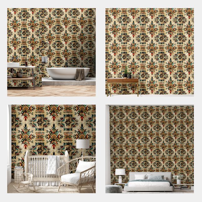 先住民アメリカ民族芸術部族パターンヴィンテージ 壁紙 (Native American Ethnic Art Tribe Pattern Vintage)
