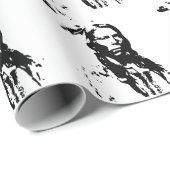 先住民アメリカ熱狂するの首馬の黒白 ラッピングペーパー (ロールコーナー)