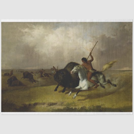 先住民アメリカ狩りバッファローデクページ 薄葉紙 (正面)