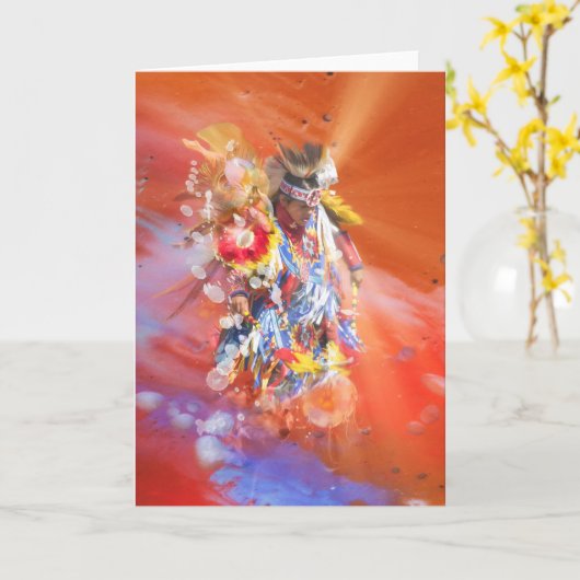 先住民アメリカ踊りオオカミ カード (黄色い花)