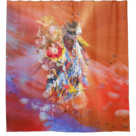 先住民アメリカ踊りオオカミ シャワーカーテン