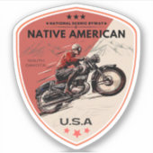先住民アメリカ風光明媚なバイウェイモーターサイクルロードトリップ シール (正面)