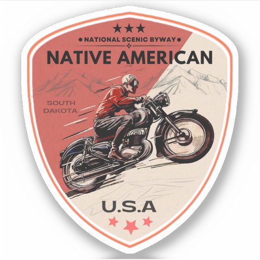 先住民アメリカ風光明媚なバイウェイモーターサイクルロードトリップ シール (正面)
