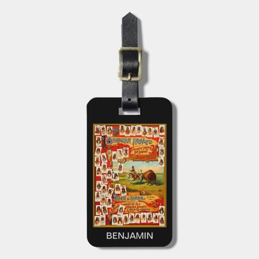 先住民アメリカ50名の有名な部族の長ヴィンテージ ラゲッジタグ (正面縦)