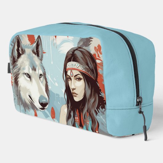 先住民アメリカ – インディアンプリンセス、ウルフトイレタリーバッグ ドップキット (右コーナー)