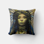 先住民アメリカ – 金ゴールド羽 –  クッション (正面)