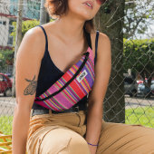 先住民アメリストライプカのカラフルインディアンパターン ファニーパック