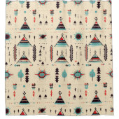 先住民アメリパターン（の模様が）あるカ シャワーカーテン (正面)