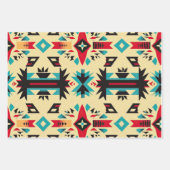 先住民アメリパターン（の模様が）あるカ ラッピングペーパーシート (正面3)