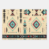 先住民アメリパターン（の模様が）あるカ ラッピングペーパーシート (正面)